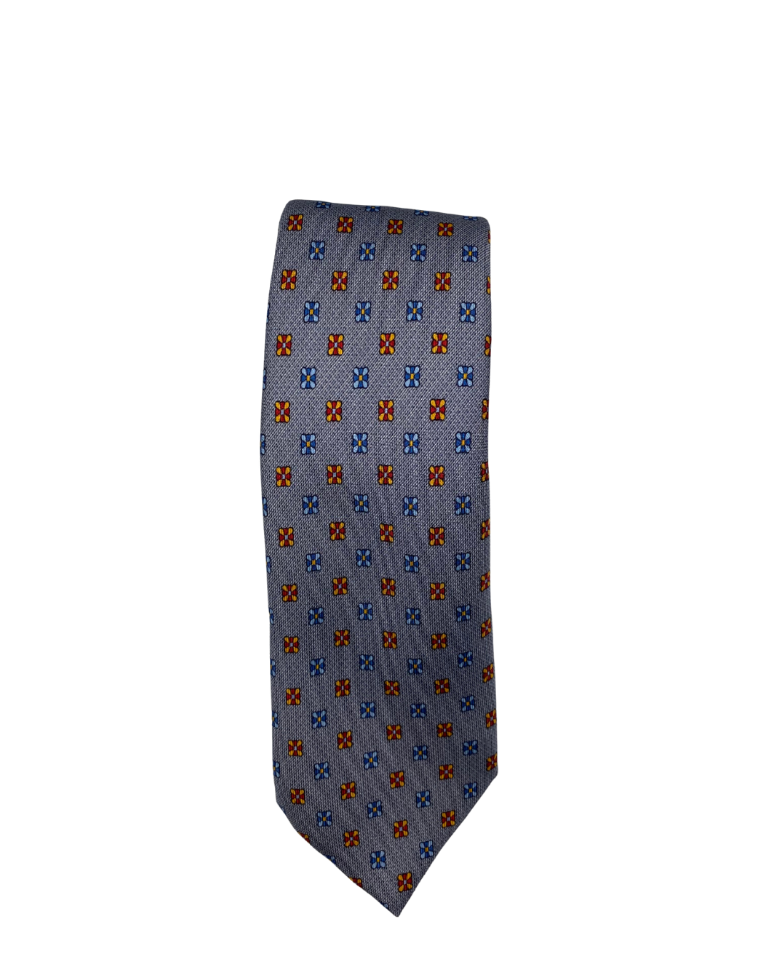 Steel blue pattern silk tie