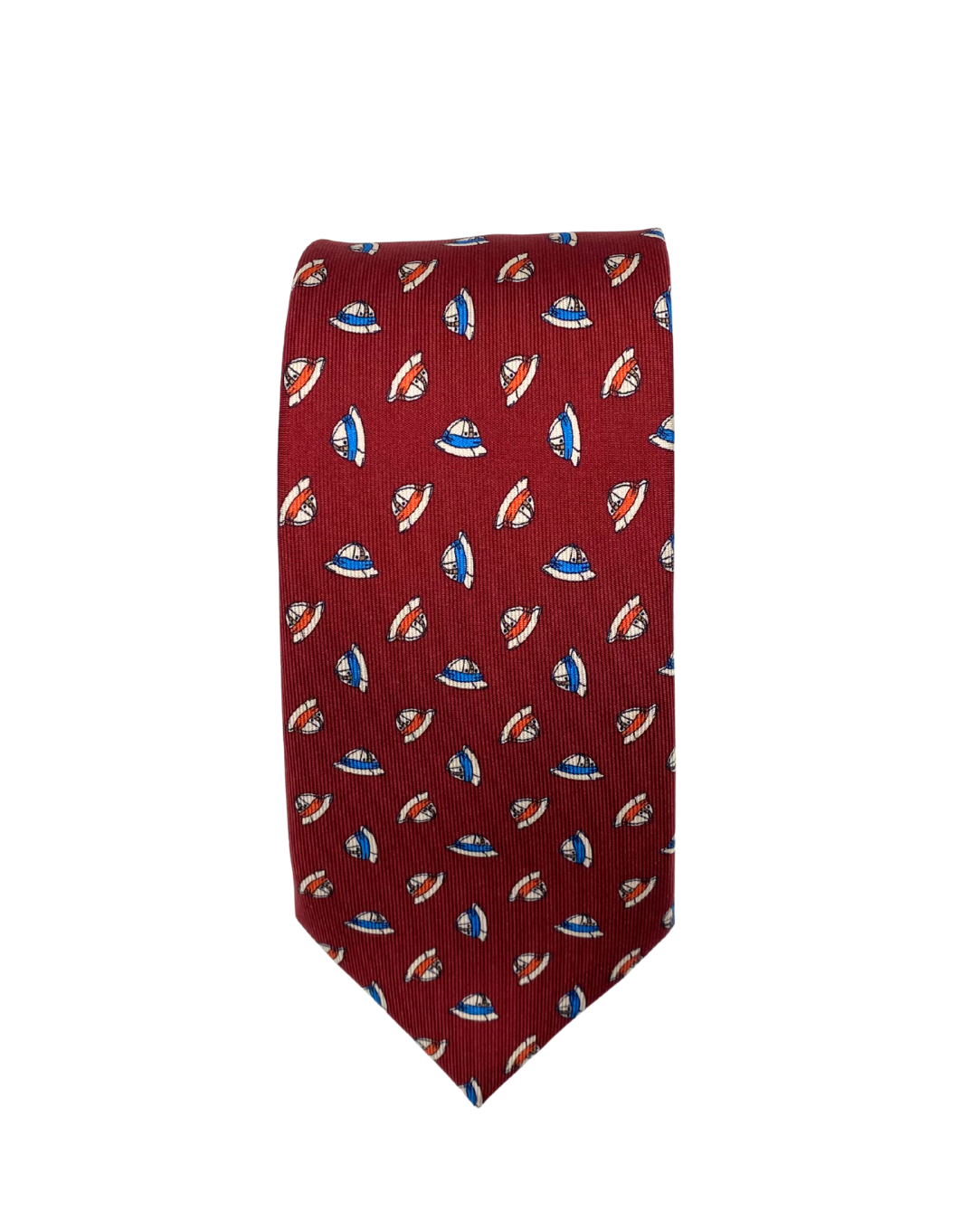 Burgundy silk hat pattern tie