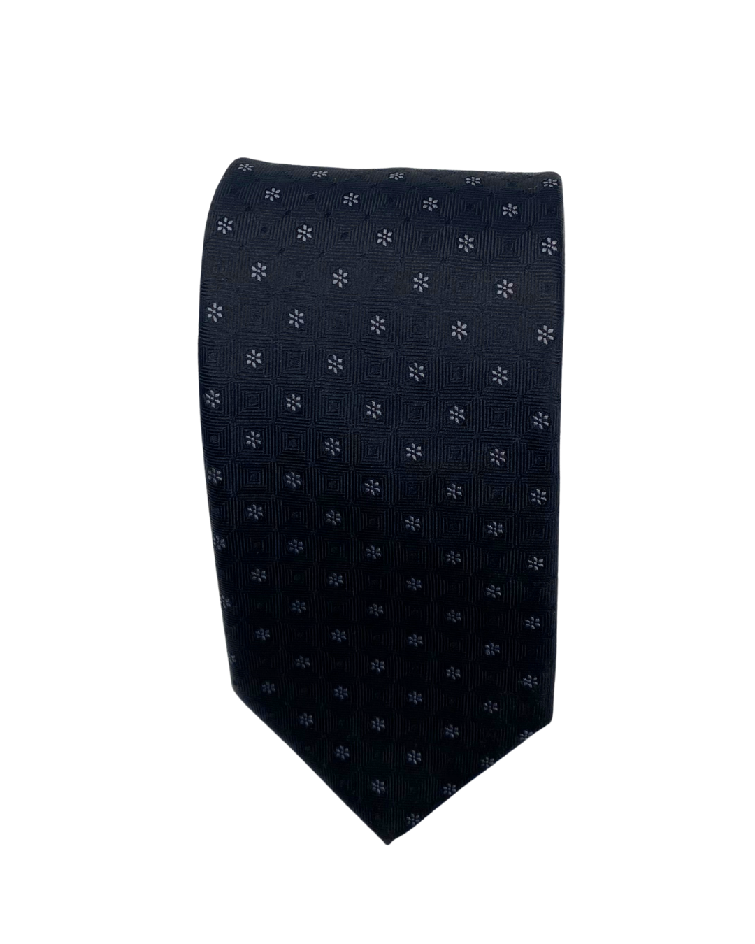 Black micro flower silk tie
