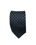 Navy and green silk check tie
