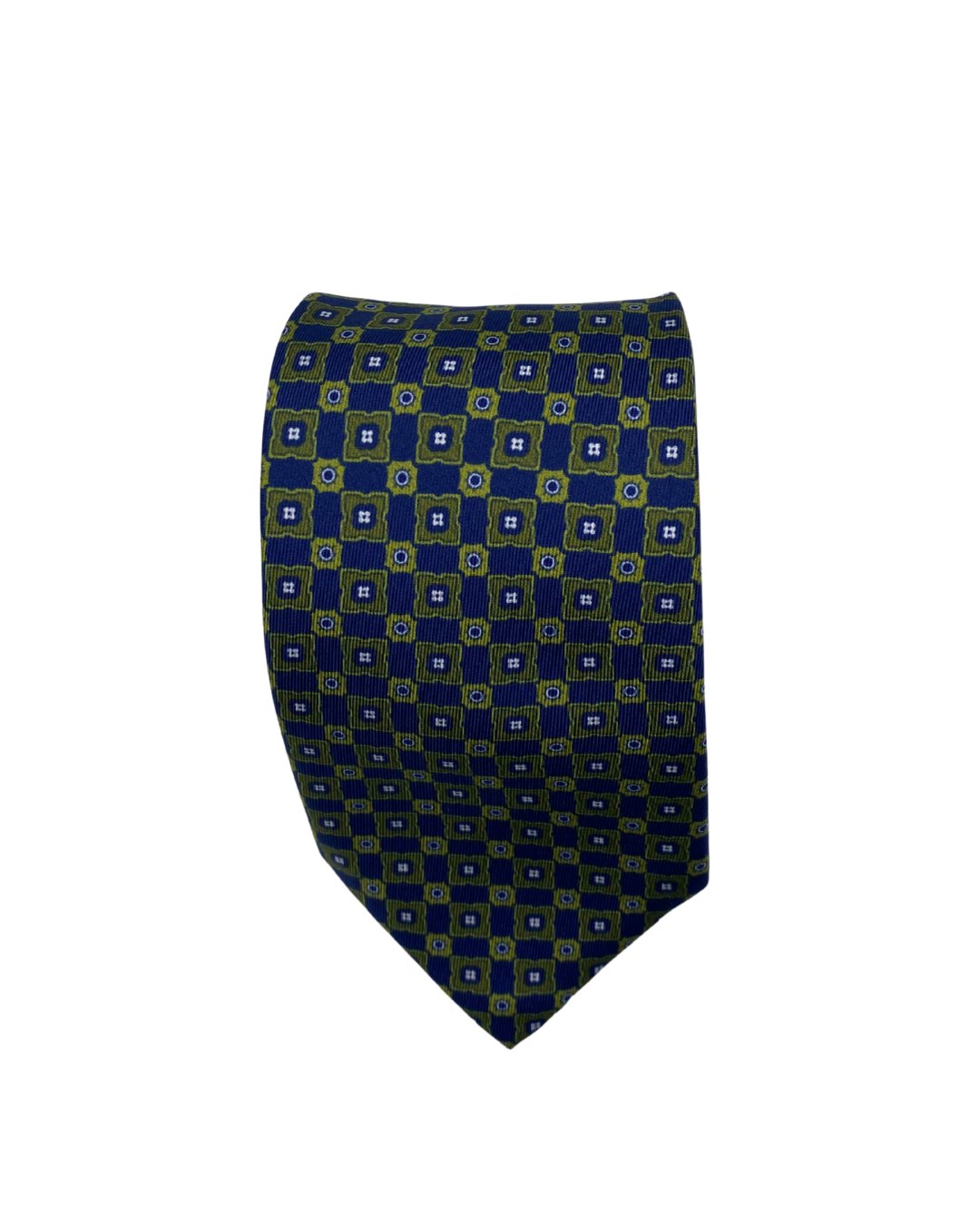 Navy and green silk check tie