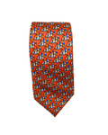 Orange silk ship pattern tie