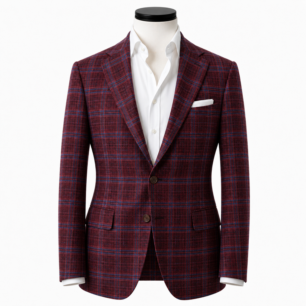 Caccioppoli burgundy check sports jacket