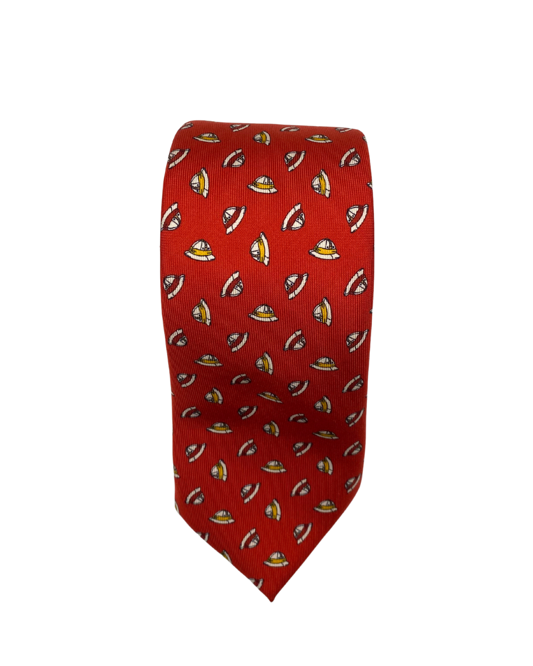 Red silk hat pattern tie