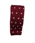 Burgundy polkadot knitted tie
