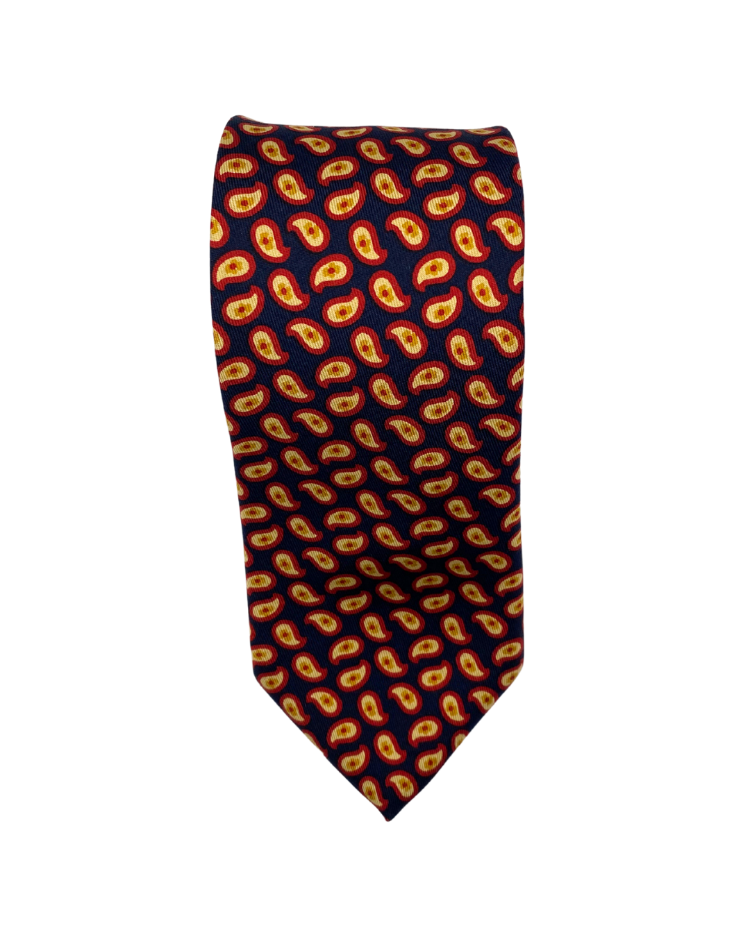 Small red paisley silk tie