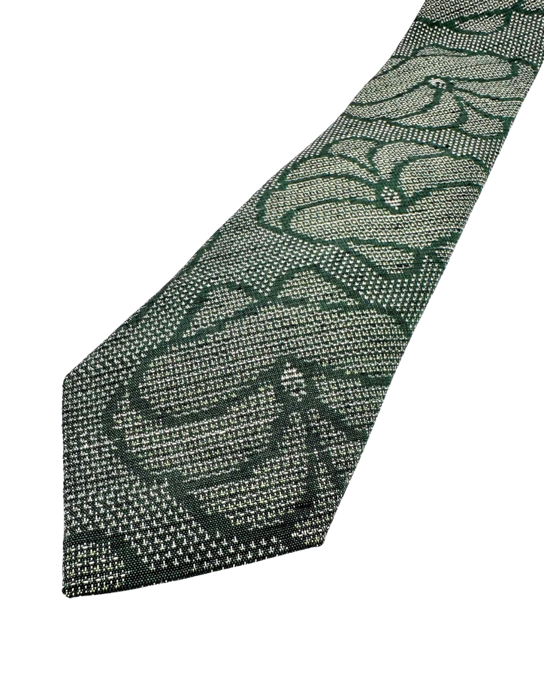GREEN KIMONO TIE TEXTURED BOTANICAL