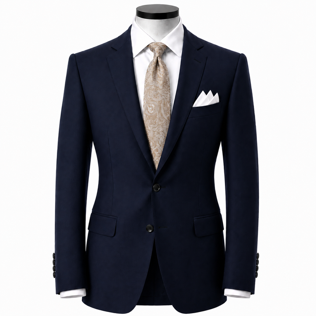 French navy wool suit ( Made To Order )