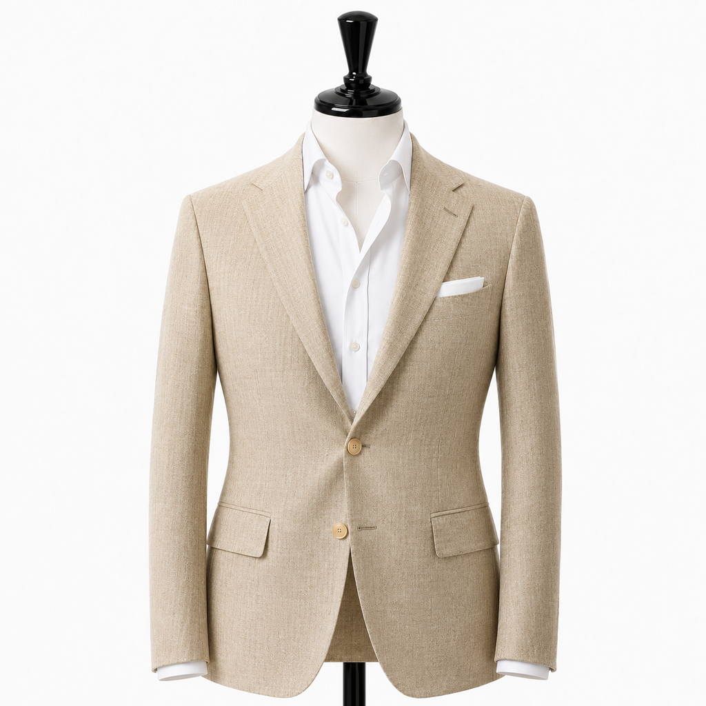 Beige linen blend suit ( Made To Order )
