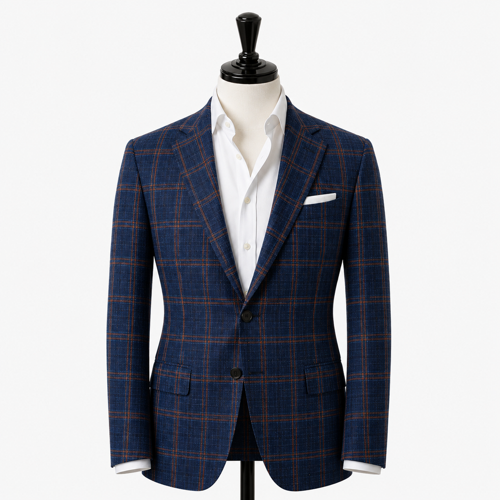 Cacciopoli blue with red check jacket