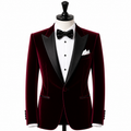 Burgundy velvet tuxedo jacket ( Made To Order )