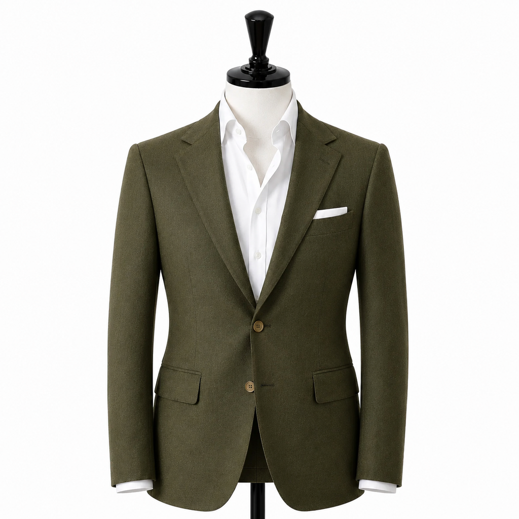 Olive wool suit ( Made To Order )