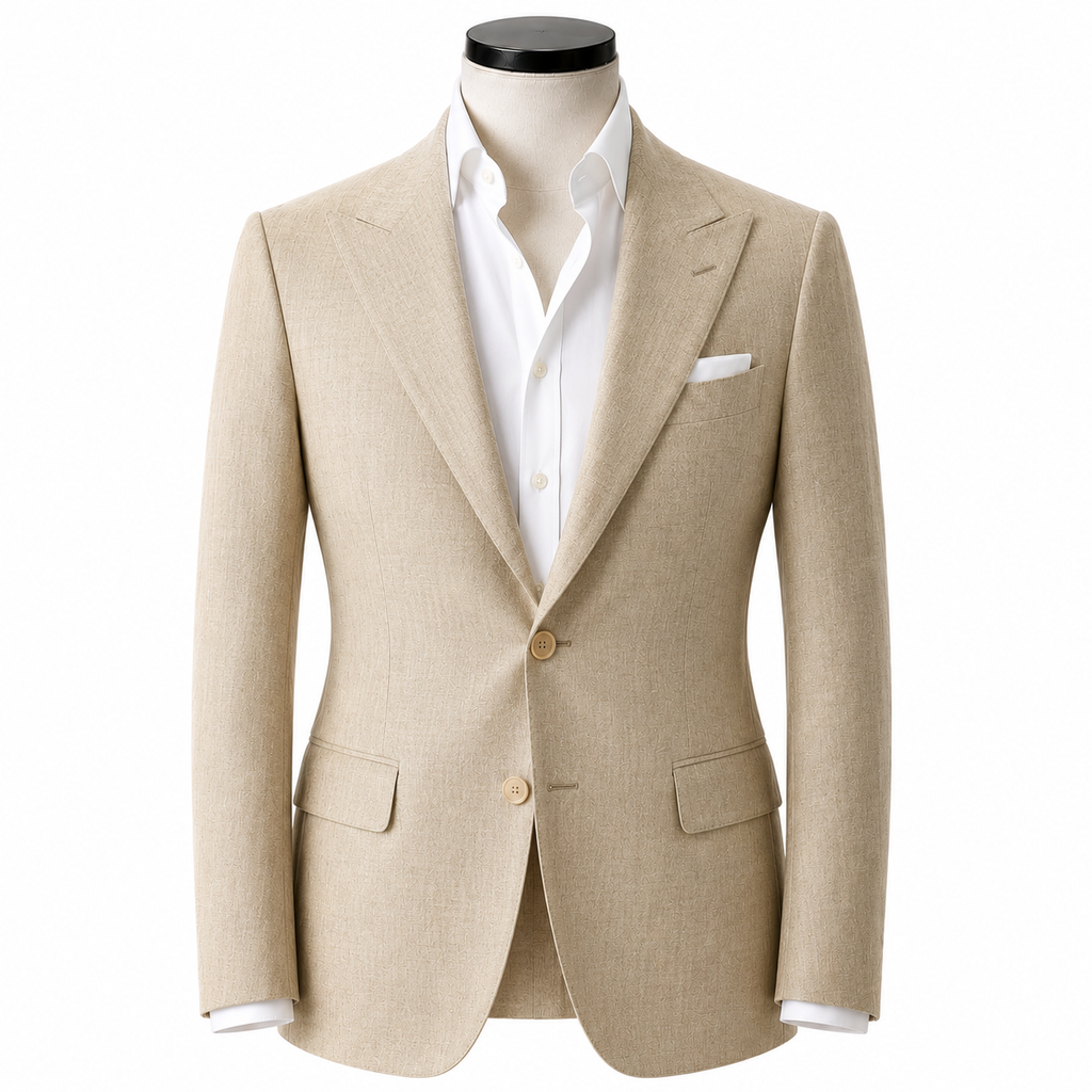 Beige linen blend suit ( Made To Order )