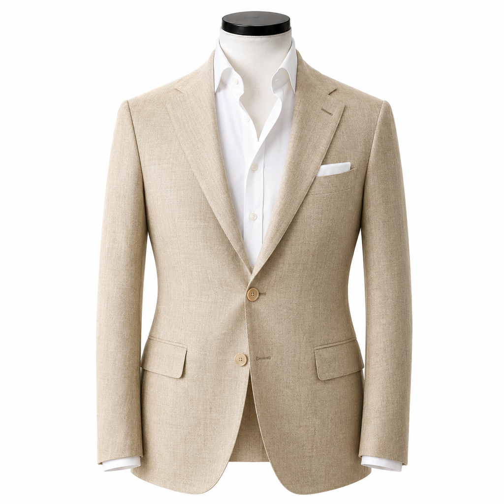 Beige linen blend suit ( Made To Order )